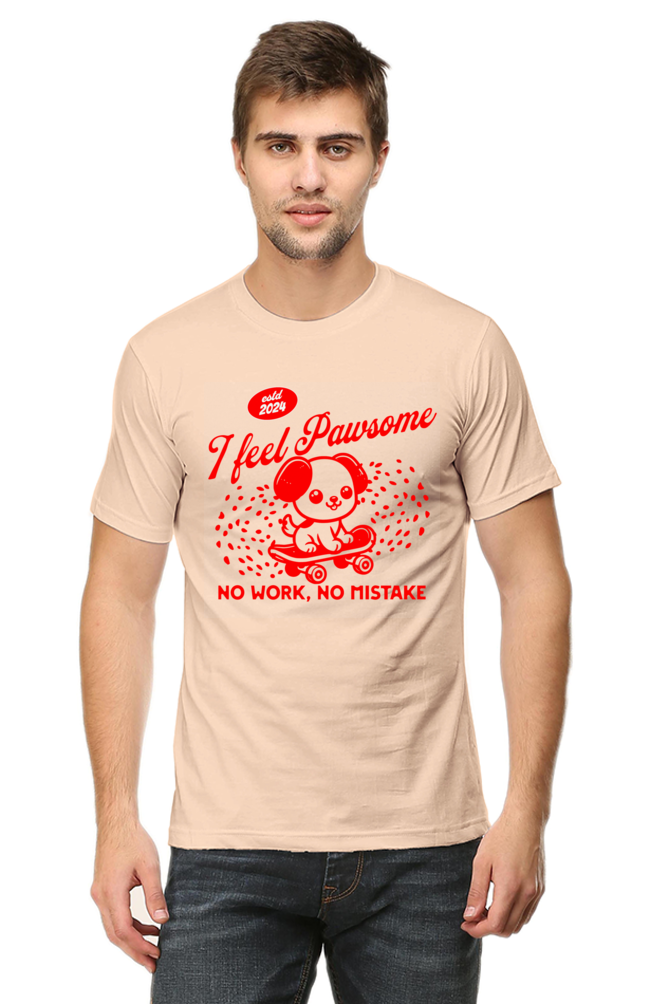 I FEEL PAWSOME - Male Round Neck Half Sleeve Classic