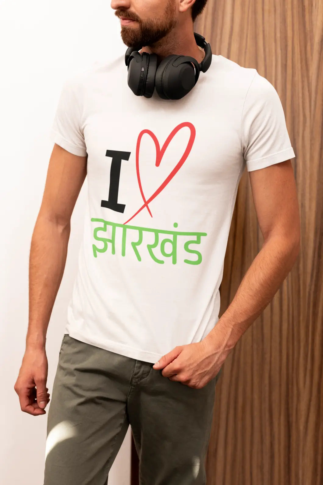 I LOVE JHARKHAND - MALE V NECK HALF SLEEVE